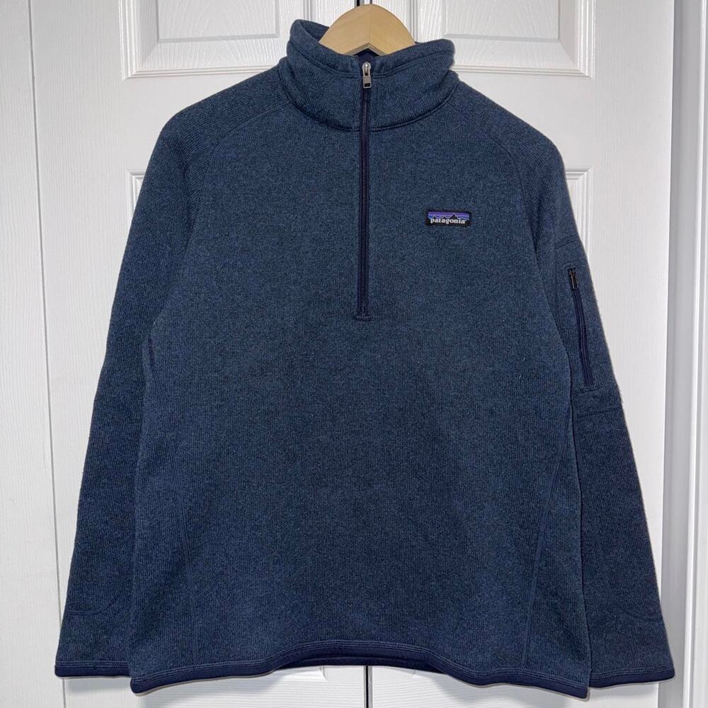 Patagonia blue better sweater knit quarter zip pullover size large